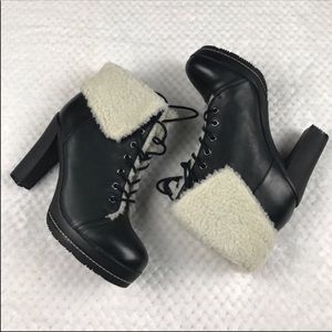 Kelsi Dagger Ricci Leather Shearling Lined Boots